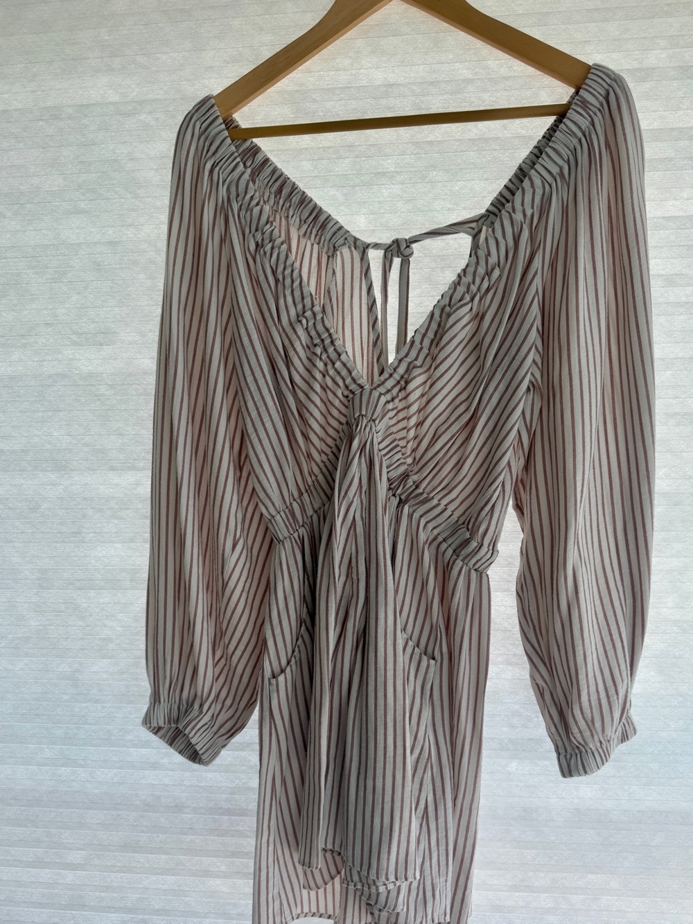 Topshop Long Sleeve Elastic Waist Stripe Romper